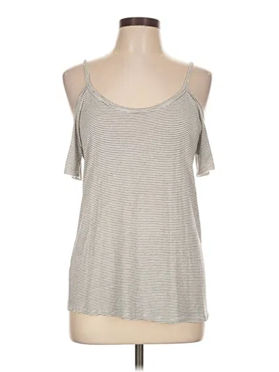Pre-owned Abbeline Short Sleeve Top Gray Cold Shoulder Neckline Tops