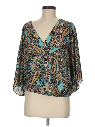Pre-owned Abbeline Tank Top Teal Plunge Neckline Tops