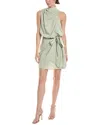 Abbey Draped Blouson Mini Dress In Green