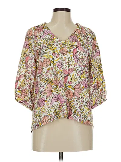 Pre-owned Abbey Glass 3/4 Sleeve Blouse In Pink