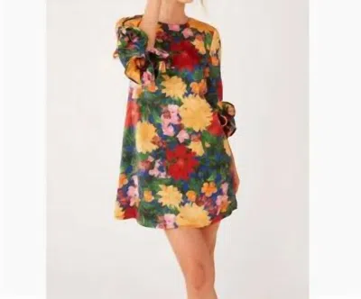 Abbey Glass Bronwyn Satin Dress In Full Bloom In Multi