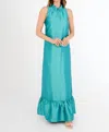 Abbey Glass Camille Gown In Teal In Green