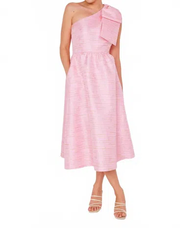 Abbey Glass Caroline Dress In Pink Textured Dupioni In Multi