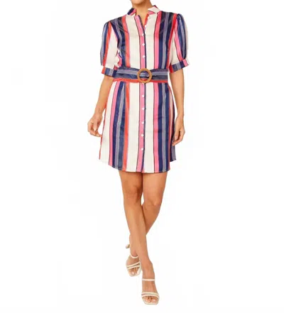 Abbey Glass Georgina Mini Dress In Carnation Coastal Stripe Jacquard In Multi