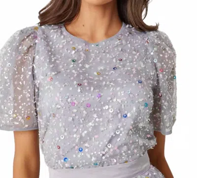 Abbey Glass Marty Top In Silver Confetti In Gray