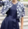 Abbey Glass Mimi Shrug In Silver Stems Navy In Blue