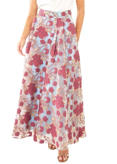 Abbey Glass Olivia Moonlight Petal Organza Maxi Skirt In Light Blue/red In Multi