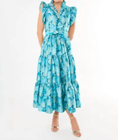 Abbey Glass Sleeveless Sadie Maxi Dress In Aqua Floral Blue
