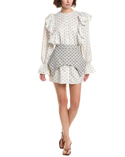 Abbey Printed Mini Dress In White