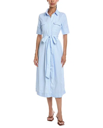 Abbey Tie Waist Shirtdress In Blue