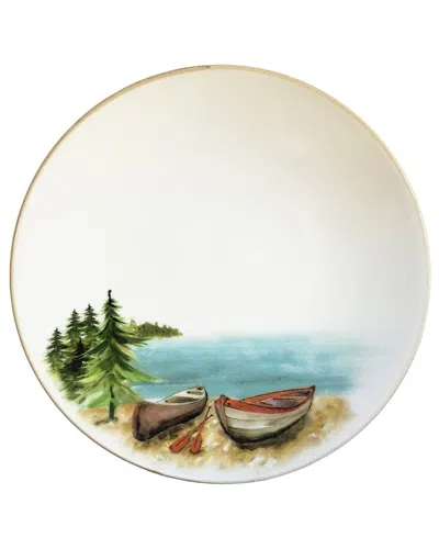 Abbiamo Tutto Set Of 6 Day At The Lake Canoe Dinner Plates In Multi