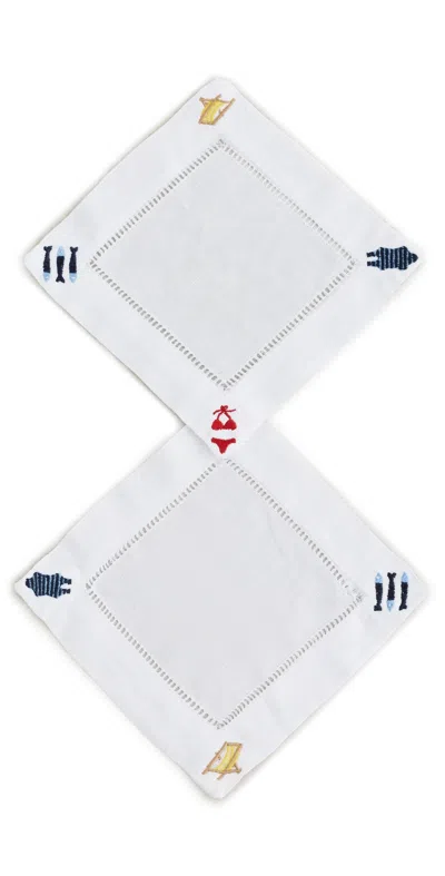 Abbode Beach Icons Cocktail Napkin White