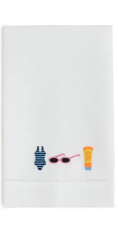 Abbode Beach Icons Tea Towel White In Multi