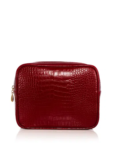 Abbode Croc Embossed Faux Leather Pouch In Red