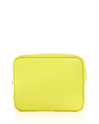 Abbode Croc Embossed Faux Leather Pouch In Yuzu