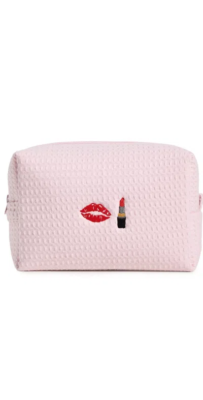 Abbode Kiss Kiss Waffle Pouch Peony In Pink