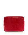Abbode Large Croco Embossed Pouch In Red