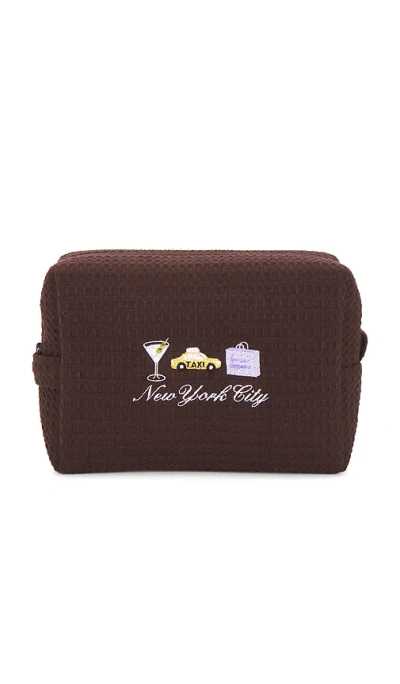 Abbode New York City Waffle Pouch In Brown