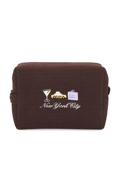 Abbode New York City Waffle Pouch In Brown
