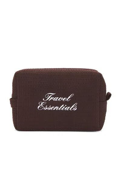 Abbode Travel Essentials Waffle Pouch In Brown