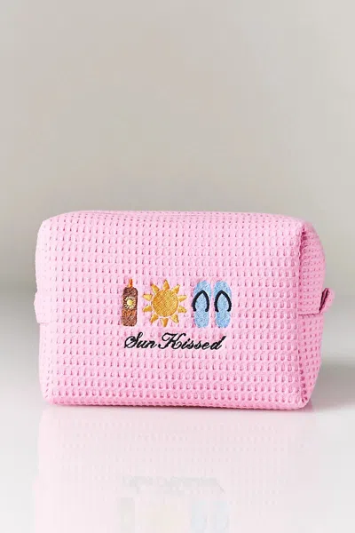 Abbode Waffle Cosmetic Bag In Pink