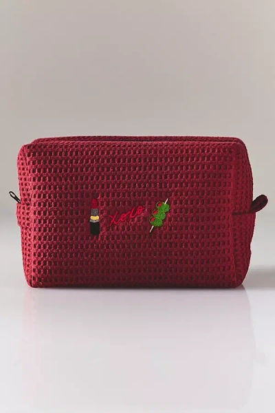 Abbode Waffle Cosmetic Bag In Red