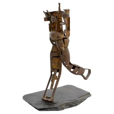 Pre-owned Abbott Pattison Running Figure Bronze Sculpture In Gold