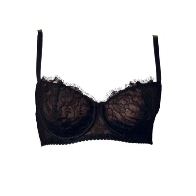 Abbraccio Lingerie Women's Black Lace Balconette Bra