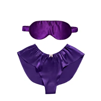 Abbraccio Lingerie Women's Pink / Purple Silk Panties & Sleep Eye Mask Set In Royal Purple In Pink/purple