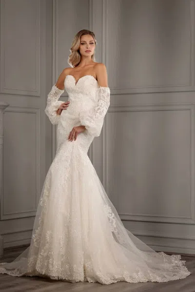 Abby Lane Puff Sleeve Mermaid Bridal Gown In Ivory In Neutral