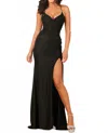 Abby Paris Glitter Knit Strappy Back Gown In Black