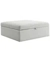 Abbyson Living 35.8" Wood Wren Square Storage Ottoman In Ivory
