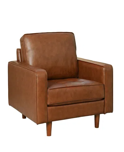 Abbyson Living 81" Mid-century Leather Armchair In Camel