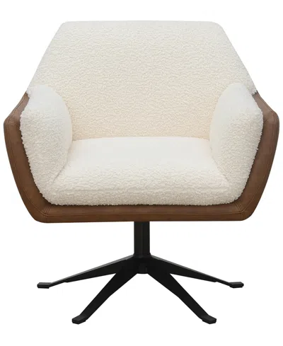 Abbyson Living Ace 32" Wood Two-toned Swivel Accent Chair In Brown
