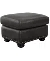 ABBYSON LIVING ARTHER 26" LEATHER TRADITIONAL OTTOMAN