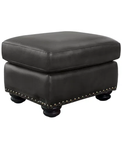 Abbyson Living Arther 26" Leather Traditional Ottoman In Dark Gray