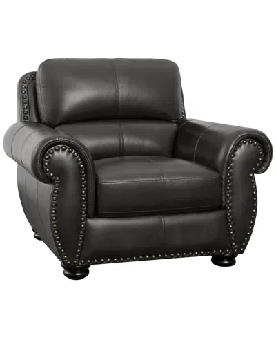 Abbyson Living Arther 43" Leather Traditional Armchair In Dark Gray