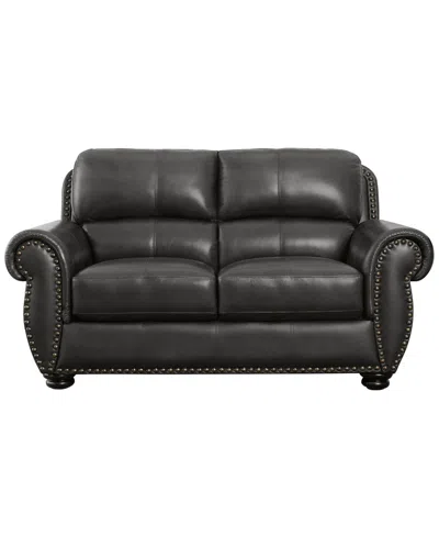 Abbyson Living Arther 64" Leather Traditional Loveseat In Dark Gray