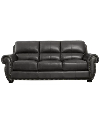 Abbyson Living Arther 85" Leather Traditional Sofa In Dark Gray