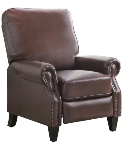 Abbyson Living 33" Pushback Polyurethane Leather Recline In Brown