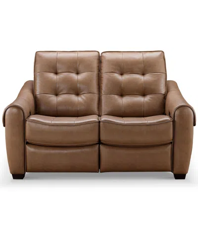 Abbyson Living Berry 62" Leather Power Reclining Loveseat In Brown