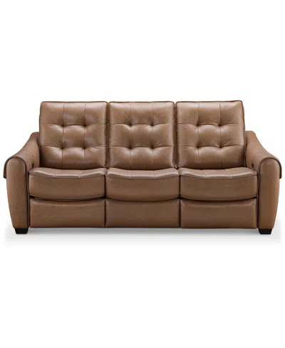 Abbyson Living Berry 85.5" Leather Power Reclining Sofa In Brown