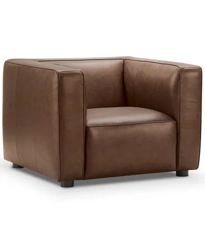 Abbyson Living Blake 42" Leather Modern Deep Seat Chair In Camel
