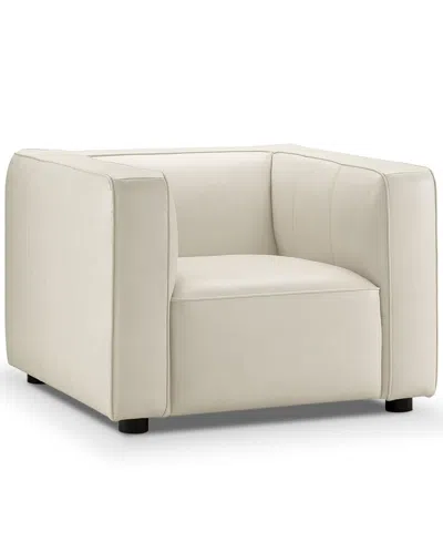 Abbyson Living Blake 42" Leather Modern Deep Seat Chair In Ivory