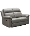 Abbyson Living 63" Leather Manual Reclining Loveseat In Gray