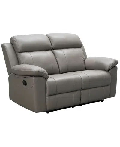 Abbyson Living 63" Leather Manual Reclining Loveseat In Gray