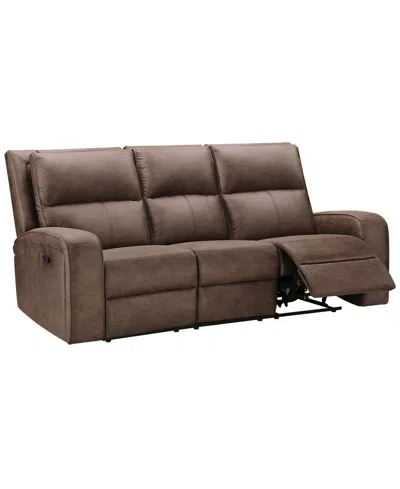 Abbyson Living 86" Fabric Manual Reclining Sofa In Brown