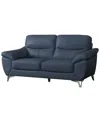 Abbyson Living 70" Top Grain Leather Loveseat In Blue
