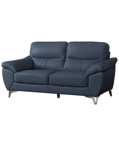 Abbyson Living 70" Top Grain Leather Loveseat In Blue