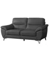 Abbyson Living 70" Top Grain Leather Loveseat In Dark Gray